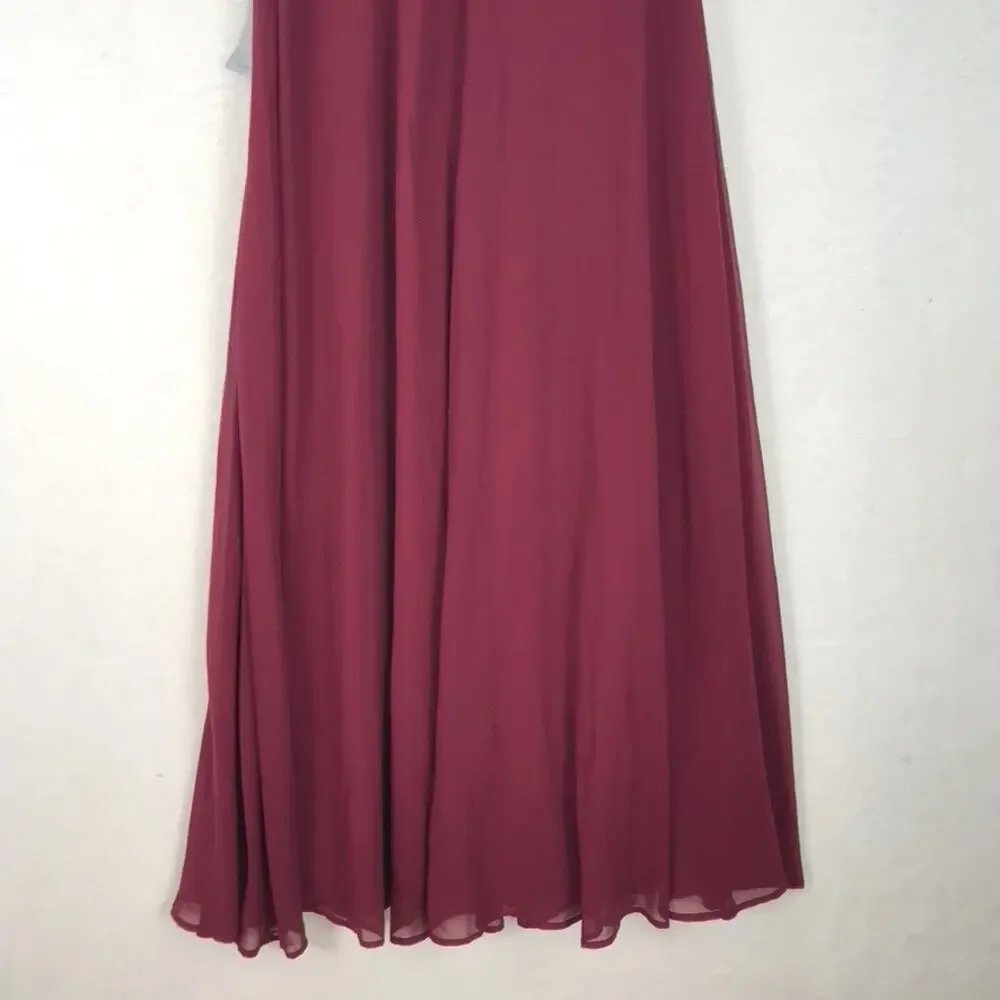 Lulus Dress Large Burgundy Adorning Glances Ruffles‎ Resort Wedding Formal READ